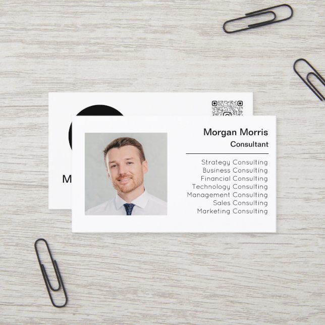 QR Code Logo Photo Professional Corporate Company Business Card (Front/Back In Situ)