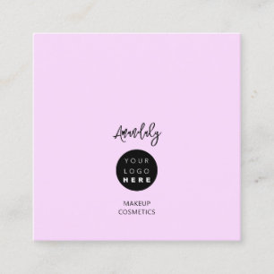 QR Code Logo Pink Minimalism Pastel Elegant Square Business Card