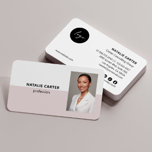 QR CODE Logo Professional Photo Portrait BLUSH Business Card