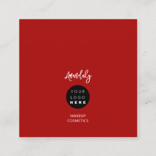 QR Code Logo Red Black Minimalism   Square Business Card