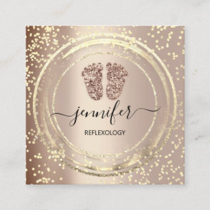 QR Code Logo Reflexology Massage Feet Rose Blush Square Business Card