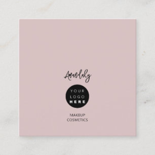 QR Code Logo Rose Pink Minimalism Elegant Square Business Card