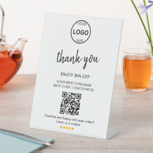 Qr Code Logo Thank you Discount Leave us Review  Pedestal Sign
