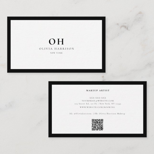 QR Code Luxury Minimalist  Business Card (Front/Back)
