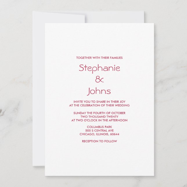 Qr Code Magenta Minimal Bright Colourful Wedding Invitation (Front)
