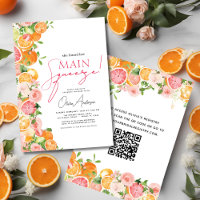 QR Code Main Squeeze Citrus Bridal Shower Orange