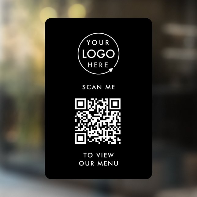 QR Code Menu | Logo Black Contactless Modern Window Cling (Creator Uploaded)