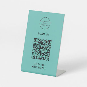 QR Code Menu Logo Contactless Modern Pedestal Si Sign