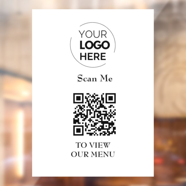 QR Code Menu | Logo White Contactless Modern Window Cling (Sheet 2)