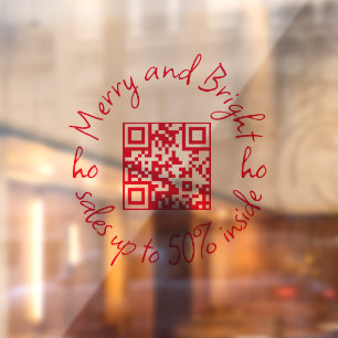 QR Code MERRY AND BRIGHT SALES UP TO 50% INSIDE  Window Cling