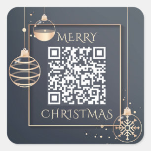 QR Code Merry Christmas Holidays Corporate Modern Square Sticker