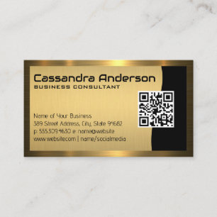 QR Code / Metallic Gold Border Business Card
