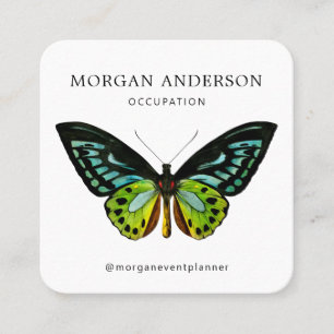QR Code Minimal Butterfly  Square Business Card