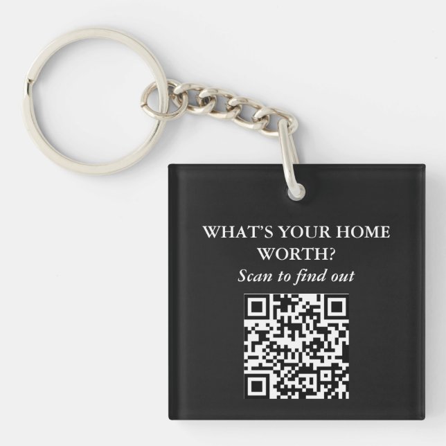 QR Code Minimal Luxury Realtor Marketing Gift Keychain (Front)