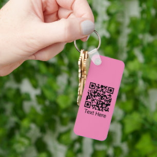 QR Code Minimal Simple Girly Blush Pink with Text Keychain