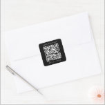 QR Code Minimal Wedding Save the Date Black Square Sticker<br><div class="desc">Simple wedding save the date sticker with your QR code. For more advanced customization of this design,  please click the BLUE DESIGN TOOL BUTTON above!  Matching items are also available.</div>