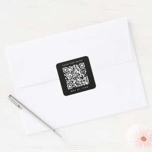 QR Code Minimal Wedding Save the Date Black Square Sticker