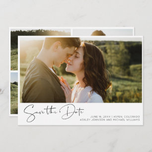 QR Code Minimalist 5 Photo Modern Engagement Save The Date