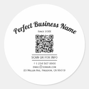 QR Code Minimalist Black And White Simple Clear Classic Round Sticker