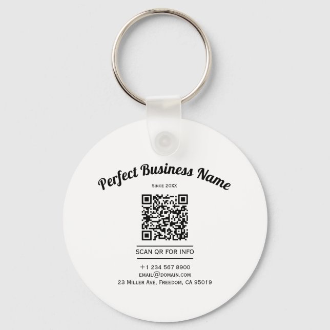QR Code Minimalist Black And White Simple Clear Keychain (Front)