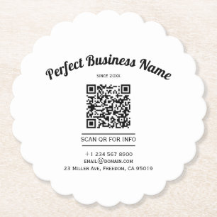 QR Code Minimalist Black And White Simple Clear Paper Coaster