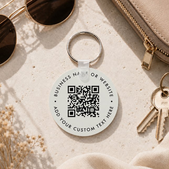 QR Code | Minimalist Clean Simple Grey Budget Keyc Keychain (Interactive editable QR code keychains to promote your business, products or services.)
