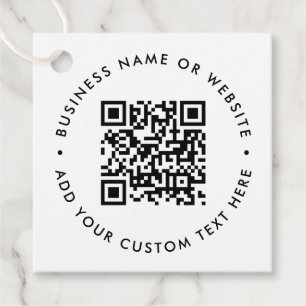 QR Code Minimalist Clean Simple White Budget Favour Tags