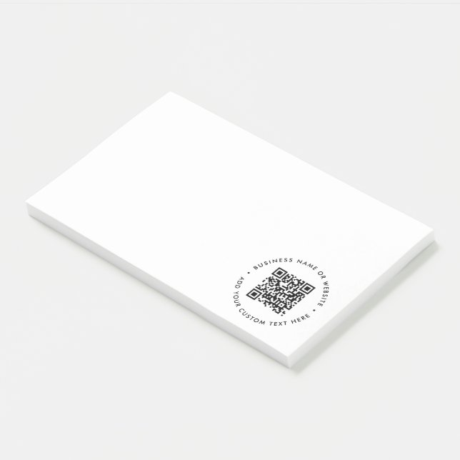 QR Code Minimalist Clean Simple White Business Post-it Notes (Angled)