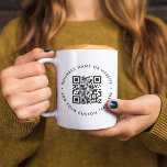 QR Code | Minimalist Clean Simple White Business Two-Tone Coffee Mug<br><div class="desc">A simple custom white QR code coffee mug template in a modern minimalist style which can be easily updated with your QR code,  business name or website and custom text,  eg. scan me to...  #QRcode #mug #business</div>