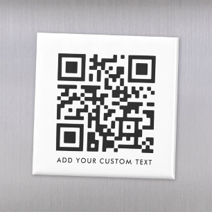 QR Code Minimalist Clean Simple White Custom Text Magnet