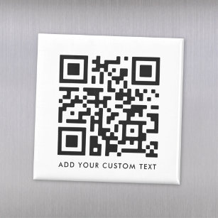 QR Code Minimalist Clean Simple White Custom Text Magnet