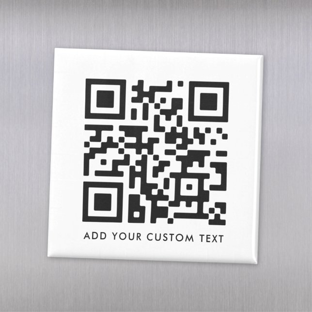 QR Code Minimalist Clean Simple White Custom Text Magnet (Creator Uploaded)
