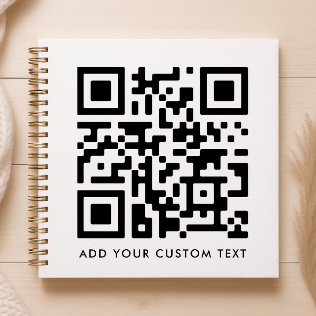 QR Code Minimalist Clean Simple White Custom Text Notebook (Creator Uploaded)