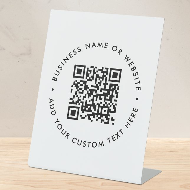 QR Code Minimalist Clean Simple White Promotional Pedestal Sign (Creator Uploaded)