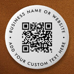 QR Code Minimalist Clean Simple White Round 2 Inch Round Button<br><div class="desc">A simple custom white QR code round button pin template in a modern minimalist style which can be easily updated with your QR code,  business name or website and custom text,  eg. scan me to...  #QRcode #button #business</div>