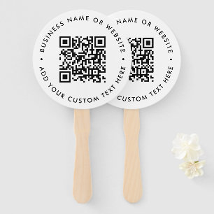 QR Code   Minimalist Clean Simple White Round Hand Fan