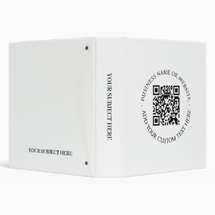 QR Code Minimalist Clean Simple White Scan Me Binder