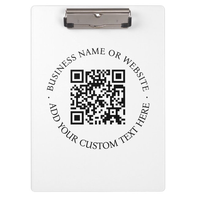 QR Code | Minimalist Clean Simple White Scan Me Clipboard (Front)