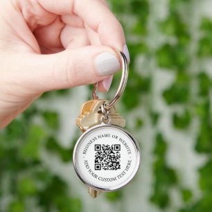 QR Code   Minimalist Clean Simple White Scan Me Keychain