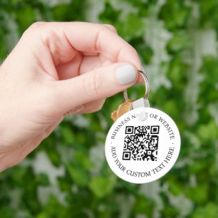 QR Code   Minimalist Clean Simple White Scan Me Keychain