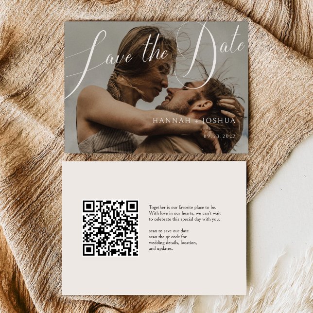 Qr Code Minimalist Horizontal Wedding Photo  Save The Date (Creator Uploaded)