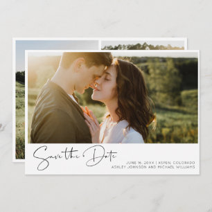 QR Code Minimalist Modern 3 Photo Engagement  Save The Date