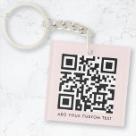 QR Code Minimalist Simple Blush Pink Custom Text  Keychain<br><div class="desc">A simple custom blush pink QR code keychain template in a modern minimalist style which can be easily updated with your QR code and custom text,  eg. scan me to...  #QRcode #keychain #business</div>