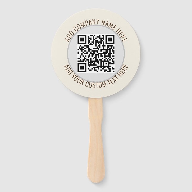 QR Code Minimalist Simple Grey Round Budget  Hand Fan (Front)