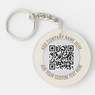 QR Code Minimalist Simple Grey Round Budget  Keychain