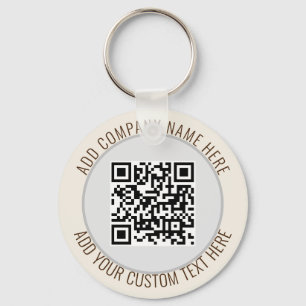 QR Code Minimalist Simple Grey Round Budget Keychain