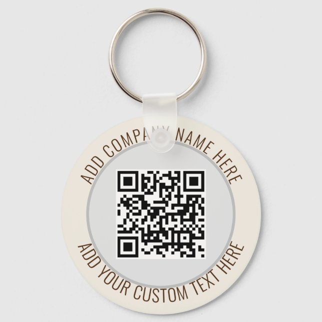 QR Code Minimalist Simple Grey Round Budget Keychain (Front)