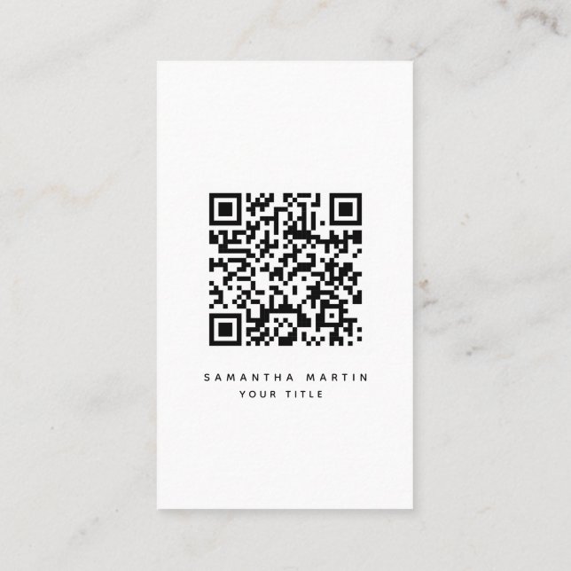 QR Code minimaliste Carte de visite noir et blanc (Dos)