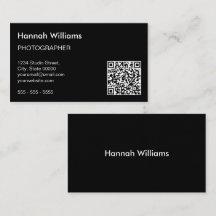 QR Code minimaliste moderne Carte de visite noir