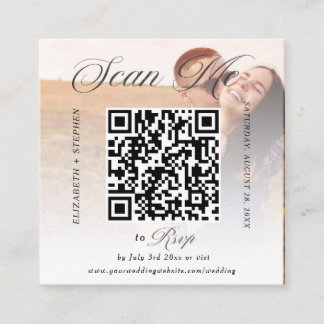 QR Code Minimalistic Photo Wedding RSVP Card